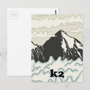 K2 Berg Reiseplakat Postkarte