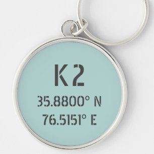 K2 Latitude and Longitude Schlüsselanhänger