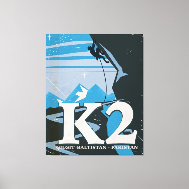 K2 Mountain Climb Reiseplakat Leinwanddruck (Vorderseite)