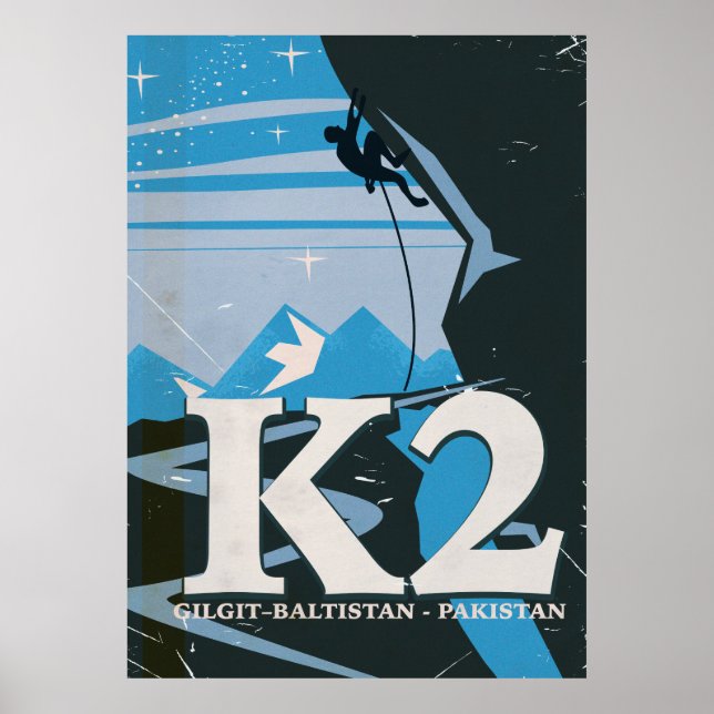K2 Mountain Climb Reiseplakat Poster (Vorne)