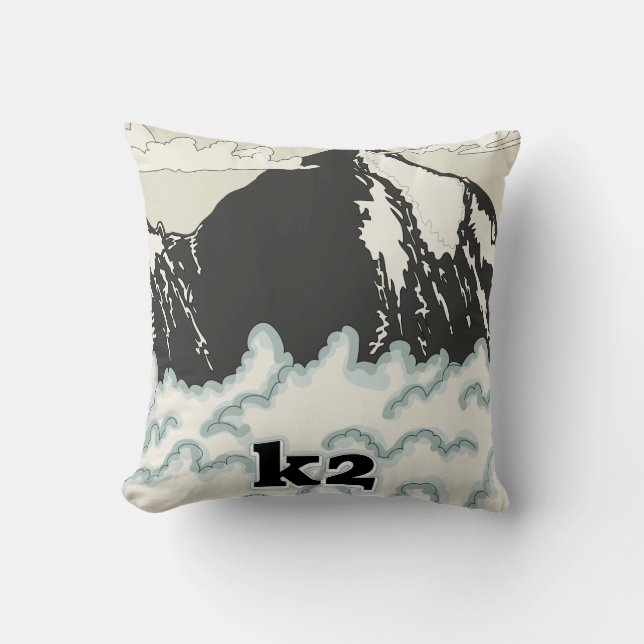 K2 Mountain Travel Poster Kissen (Vorderseite)