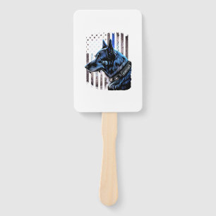 K9 Deutsche Schäferpolizei Dog Thin Blue Line Flag Fächer