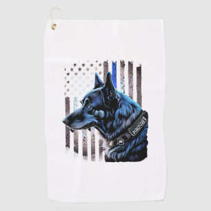 K9 Deutsche Schäferpolizei Dog Thin Blue Line Flag Golfhandtuch