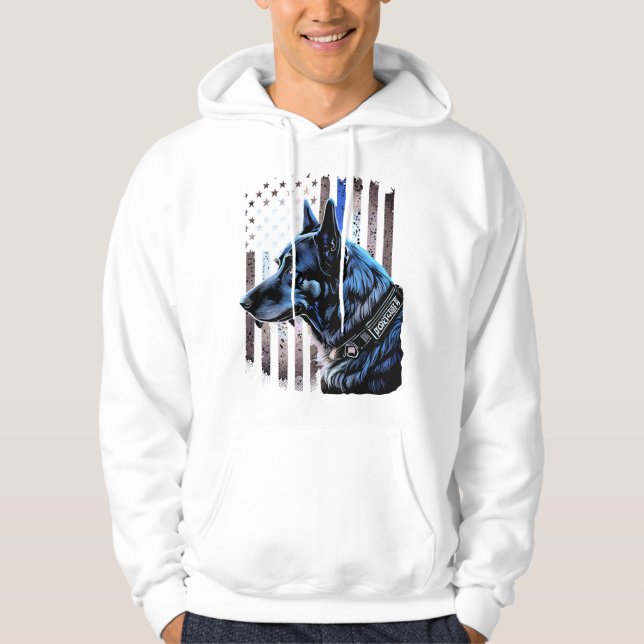 K9 Deutsche Schäferpolizei Dog Thin Blue Line Flag Hoodie (Vorderseite)