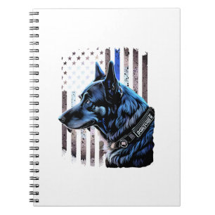 K9 Deutsche Schäferpolizei Dog Thin Blue Line Flag Notizblock