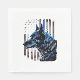 K9 Deutsche Schäferpolizei Dog Thin Blue Line Flag Serviette