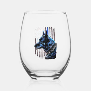 K9 Deutsche Schäferpolizei Dog Thin Blue Line Flag Weinglas Ohne Stiel