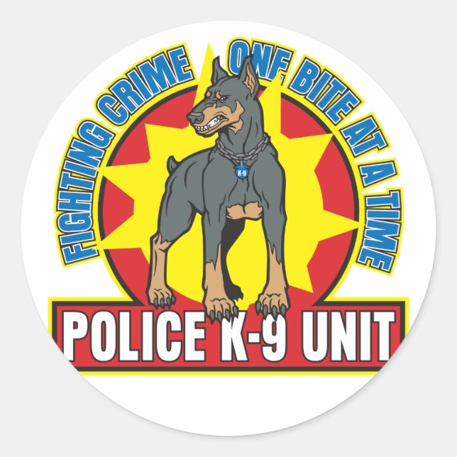 K9 Doberman Bite Runder Aufkleber (Vorderseite)
