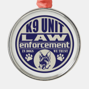 K9-Einheit In Dogs We Trust Blau Ornament Aus Metall