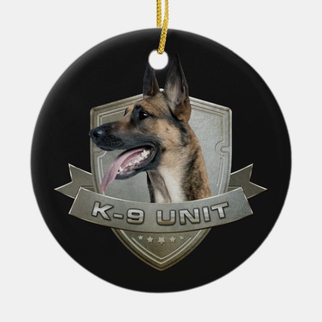 K9 Einheit - Malinois - belgischer Schäfer Keramik Ornament (Vorne)