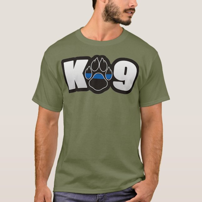 K9 Handler Polizeibeamte Sheriff Thin Blue Line T-Shirt (Vorderseite)