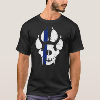 K9 Hund Skull Blue Line T-Shirt
