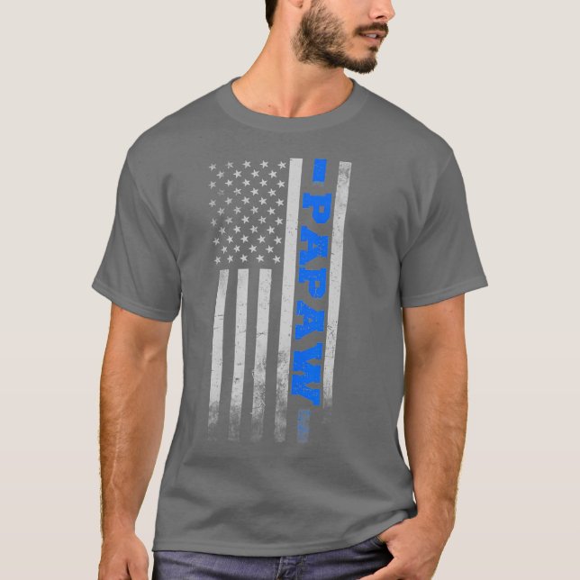 K9 Officer Design Papaw US American Flag Geschenk T-Shirt (Vorderseite)