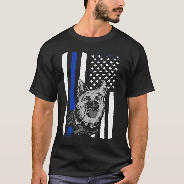 K9 Police Officer Blue Line  K9 Police Dog Graphic T-Shirt (Vorderseite)