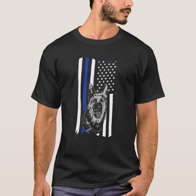 K9 Police Officer Blue Line K9 Police Dog Graphic T-Shirt (Vorderseite)
