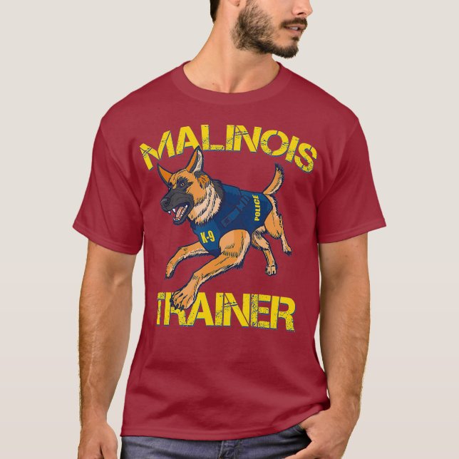 K9 Polizei Hund Malinois Trainer T-Shirt (Vorderseite)