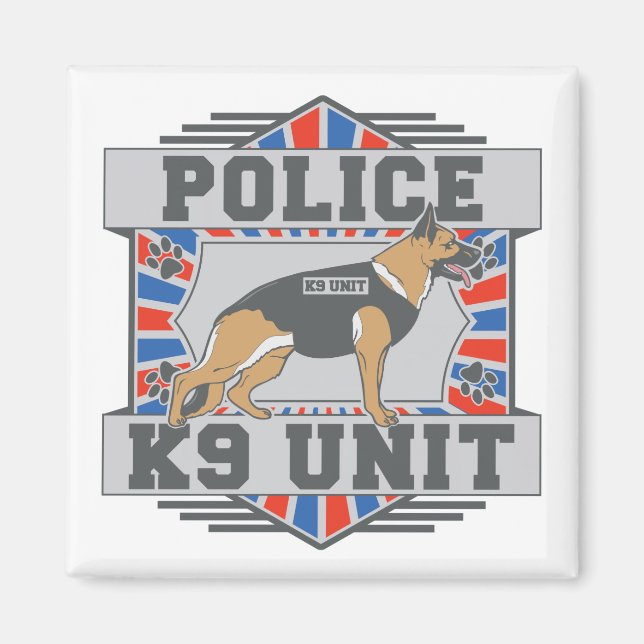 K9 Polizeiwache Deutscher Hirte Magnet (Vorne)