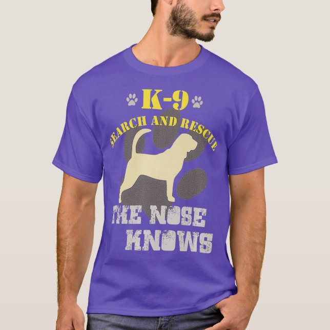 K9-Suche Retcue Dog Team Bloodhound Tracking T-Shirt (Vorderseite)