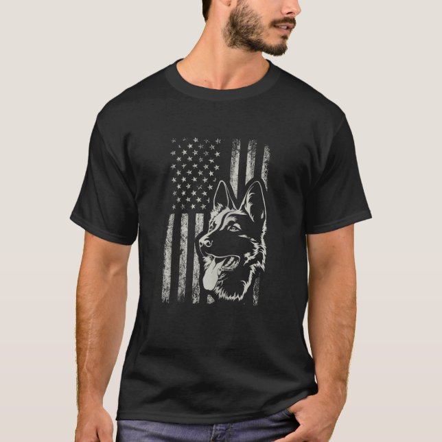 K9 Talk Shi Get Bit German Shepherder Middle Finge T-Shirt (Vorderseite)