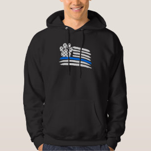 K9 Thin Blue Line Paw American Flag Polizei Han Hoodie