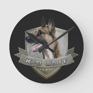 K9 Unit  - Malinois - Belgian shepherd Runde Wanduhr