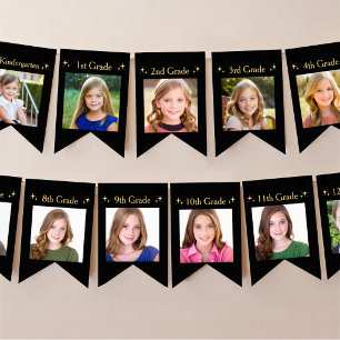 K-12 Foto Schwarz und Gold Abitur Wimpelkette