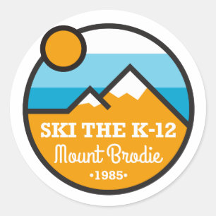 K-12 Patch Style Ski Runder Aufkleber