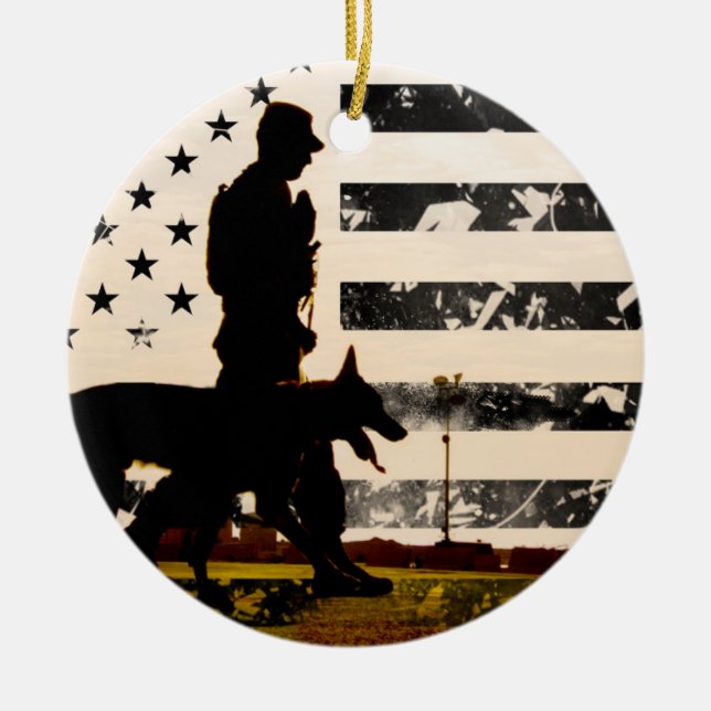 K-9 Arbeitsdog Handler Keramik Ornament (Vorne)