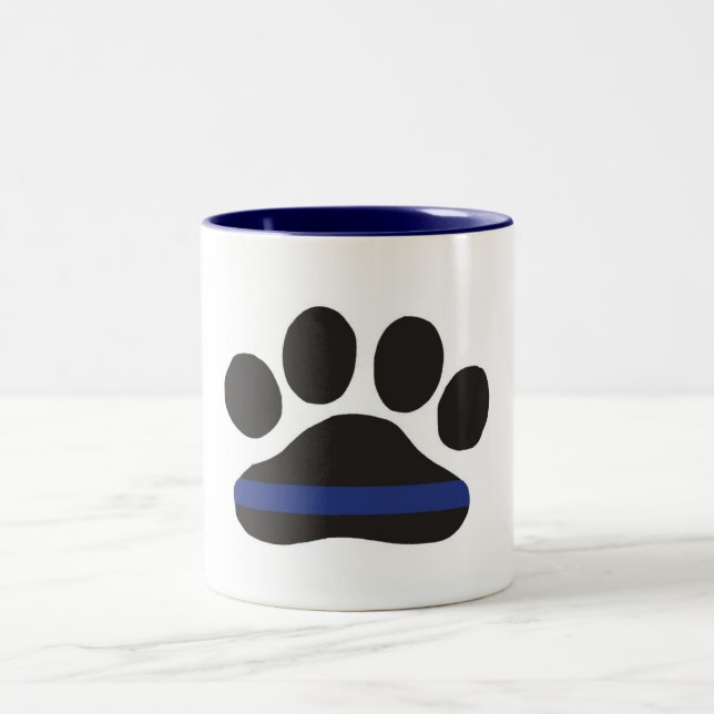 K-9 blaue Linie Tatzen-Druck-Kaffee-Tasse Zweifarbige Tasse (Mittel)