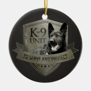 K-9 Einheit GSD - arbeitender Schäferhund-Hund Keramikornament