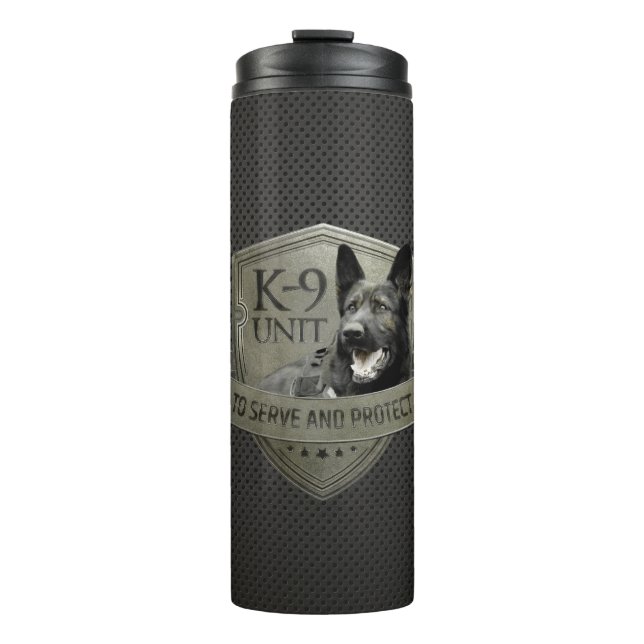 K-9 Einheit GSD - arbeitender Schäferhund-Hund Thermosbecher (Vorderseite)