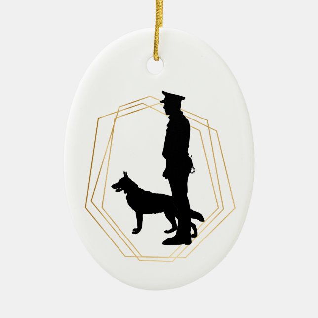 K-9 Polizeibeamte Weihnachtsfeier Keramik Ornament (Vorne)