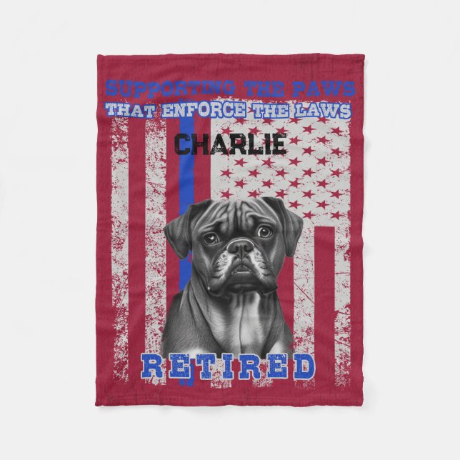 K-9 Veteran Boxer Working Dog Personalisiert Fleecedecke (Vorderseite)