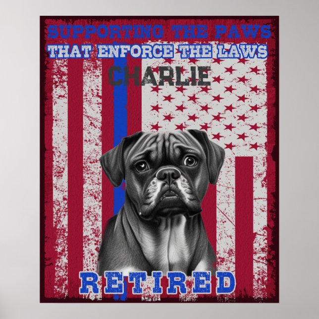 K-9 Veteran Boxer Working Dog Personalisiert Poster (Vorne)