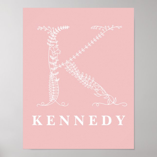 K Botanisches Monogramm Kinderzimmer-Poster Poster (Vorne)