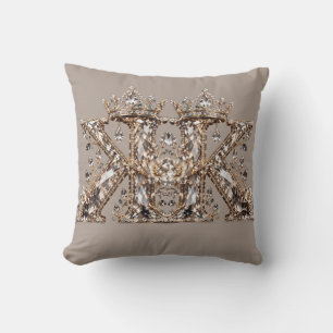 K Buchstabe Beige Kristall Luxus Design Kissen