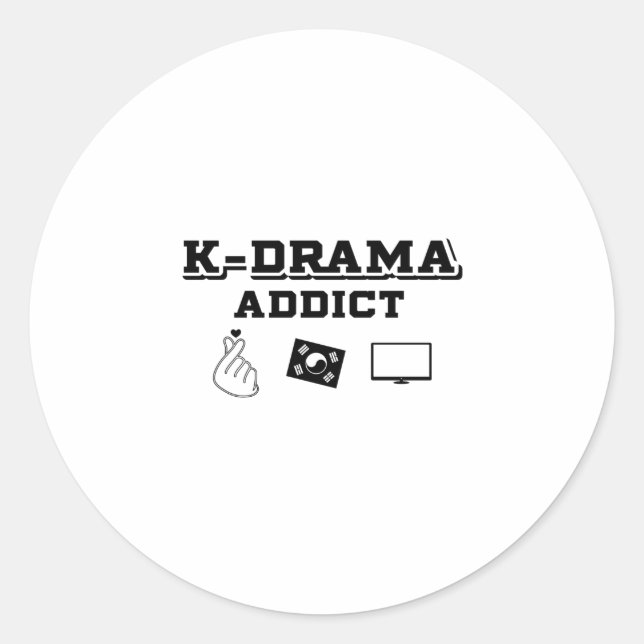 K-Drama Addict | K-Pop Asian Korea Gifts Runder Aufkleber (Vorderseite)