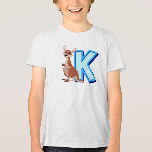 K for Kangaroo Tri-Blend Shirt (Vorderseite)