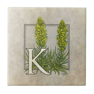 K für King's Spear Floral Monogram Art Fliese