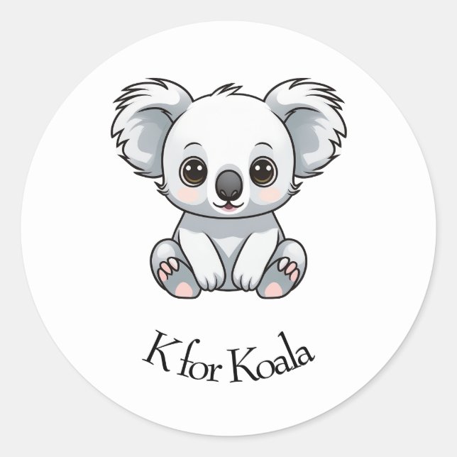 K für Koala Runder Aufkleber (Vorderseite)