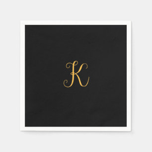 K Gold auf schwarzer Monogramm Serviette