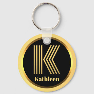 K Gold Mit Monogramm Letter Personalisiert Schlüss Schlüsselanhänger