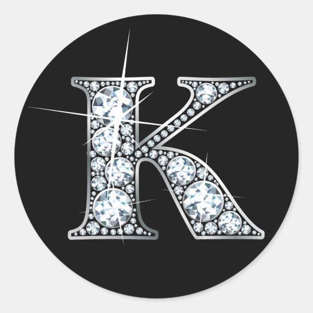 "K"-Imitate-"Diamant Bling"-Sticker Runder Aufkleber (Vorderseite)