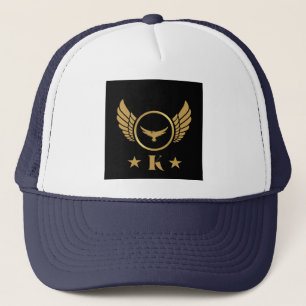 K Initial mit Gold Eagle Image Stylish Monogram Truckerkappe