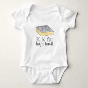 K IS FOR Kaju Katli Cashew Mithai Indian Sweet Baby Strampler