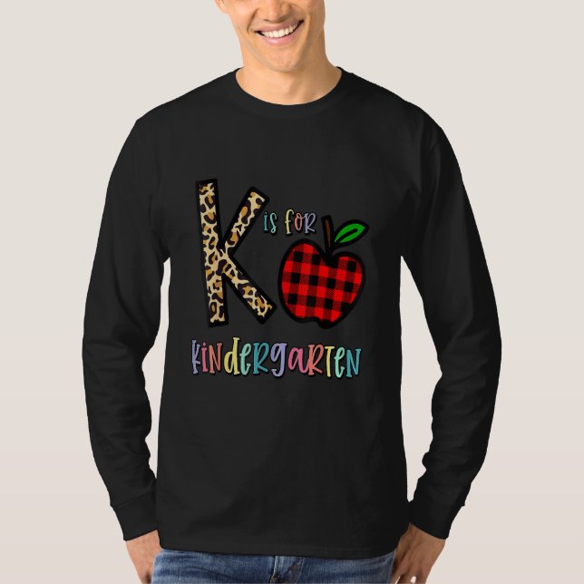 K Is For Kindergarten Teacher Cute Leopard T-Shirt (Vorderseite)