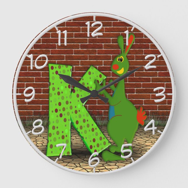 K ist für Kangaroo Wall Clock Große Wanduhr (Vorderseite)