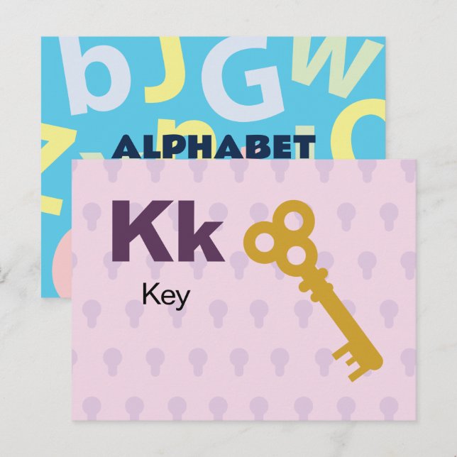 K ist für Key - Alphabet Flash Card Postkarte (Vorne/Hinten)