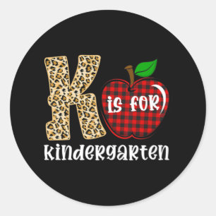 K ist für Kindergartenlehrer Leopard Apple Back T Runder Aufkleber