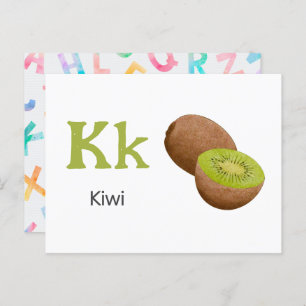 K ist für Kiwi - Alphabet Flash Card Postkarte